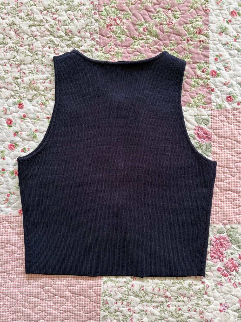 Zara Navy Sleeveless Knit Button-Front Top - Picture 2 of 4